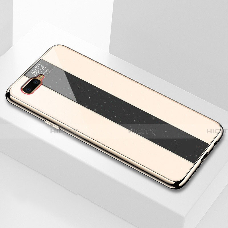 Coque Rebord Contour Silicone et Vitre Miroir Housse Etui T04 pour Oppo K1 Or Plus