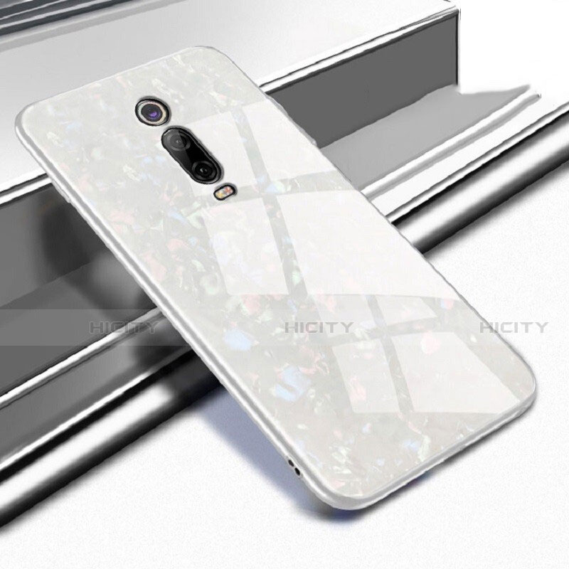 Coque Rebord Contour Silicone et Vitre Miroir Housse Etui T04 pour Xiaomi Mi 9T Pro Blanc Plus