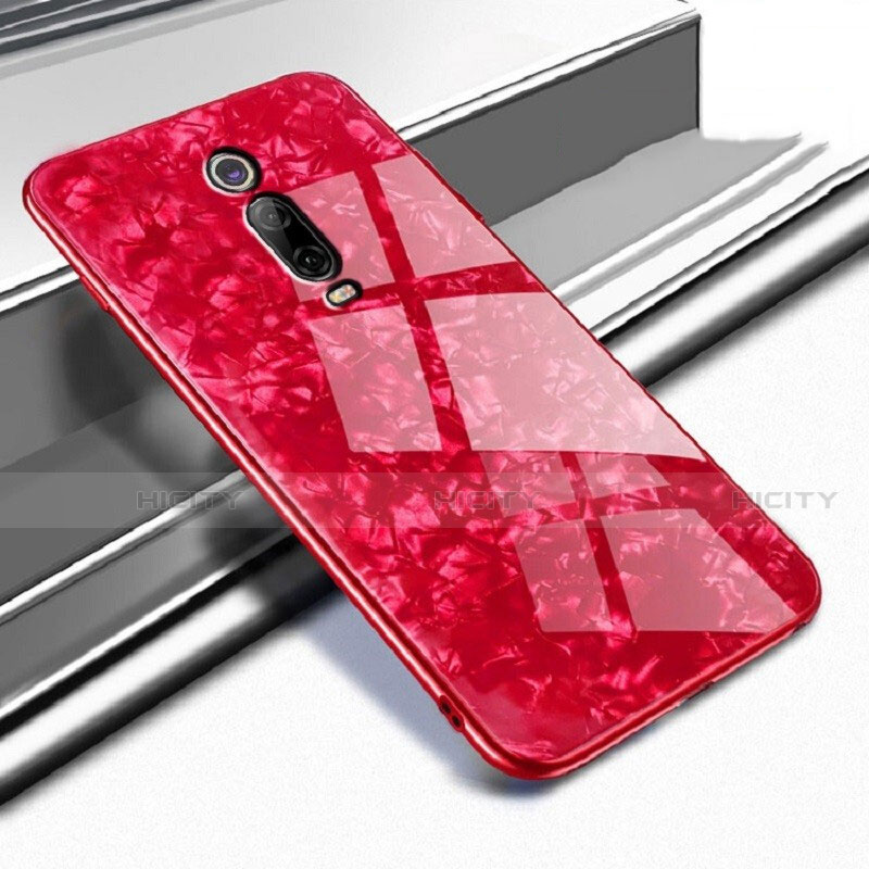 Coque Rebord Contour Silicone et Vitre Miroir Housse Etui T04 pour Xiaomi Mi 9T Pro Rouge Plus