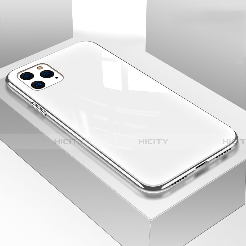 Coque Rebord Contour Silicone et Vitre Miroir Housse Etui T05 pour Apple iPhone 11 Pro Blanc Plus