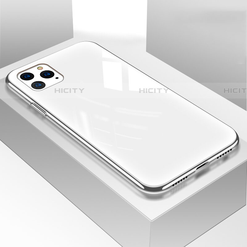 Coque Rebord Contour Silicone et Vitre Miroir Housse Etui T05 pour Apple iPhone 11 Pro Max Blanc Plus