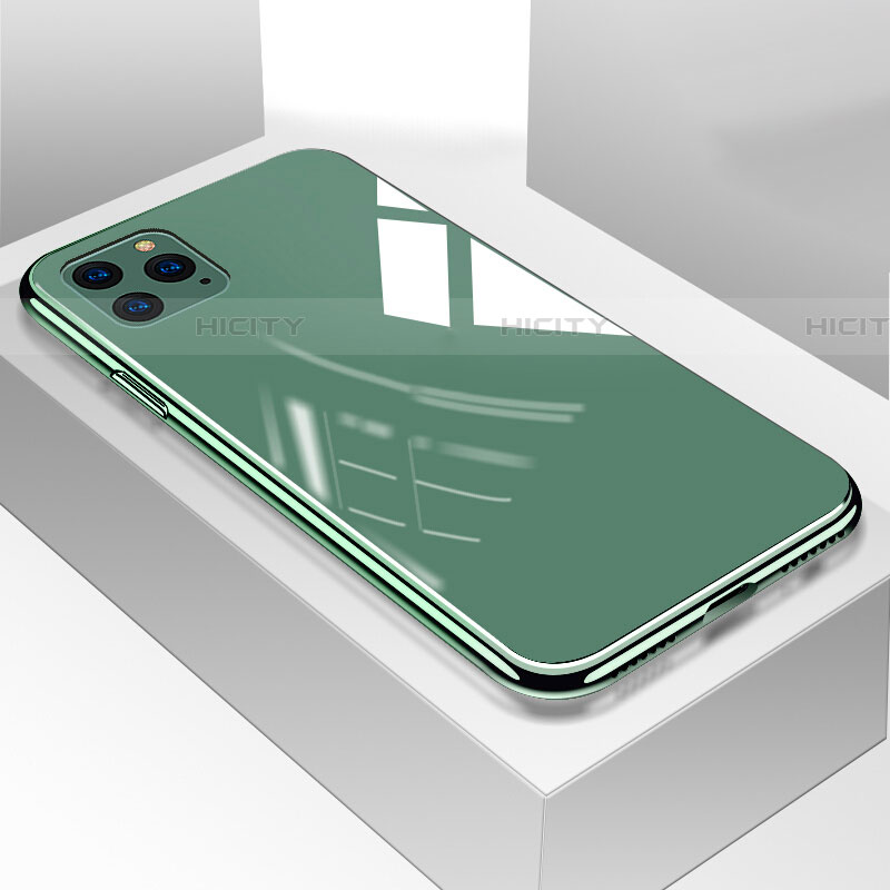 Coque Rebord Contour Silicone et Vitre Miroir Housse Etui T05 pour Apple iPhone 11 Pro Max Vert Plus