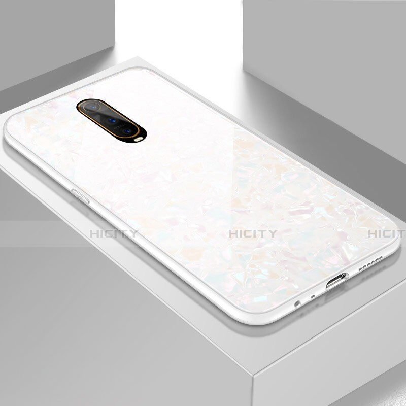 Coque Rebord Contour Silicone et Vitre Miroir Housse Etui T05 pour Oppo R17 Pro Blanc Plus