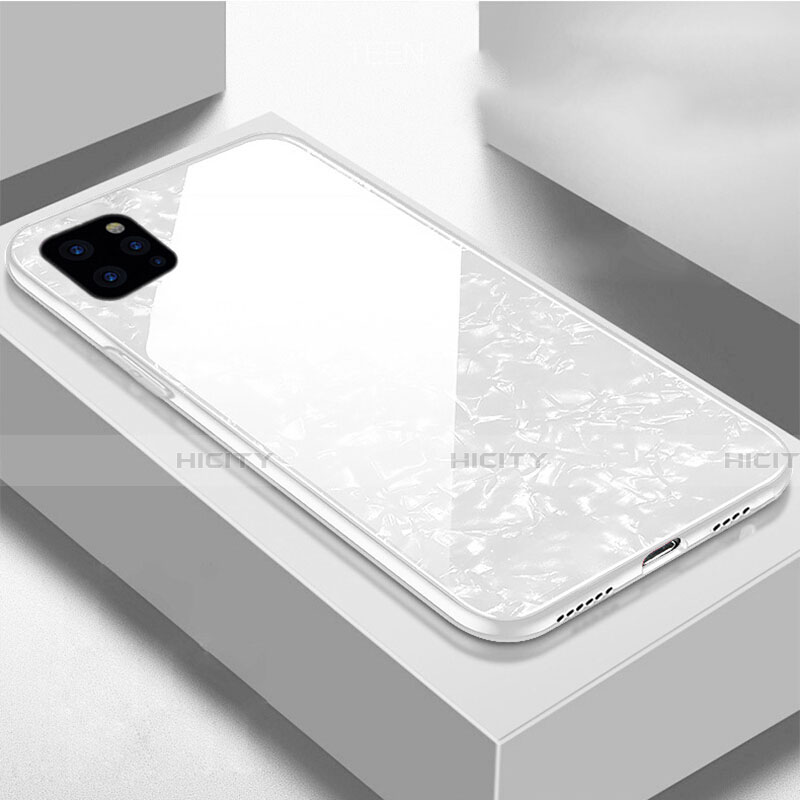 Coque Rebord Contour Silicone et Vitre Miroir Housse Etui T06 pour Apple iPhone 11 Pro Blanc Plus