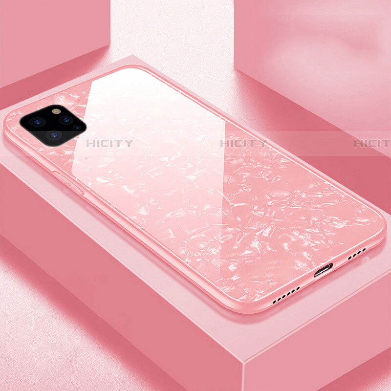 Coque Rebord Contour Silicone et Vitre Miroir Housse Etui T06 pour Apple iPhone 11 Pro Max Rose Plus