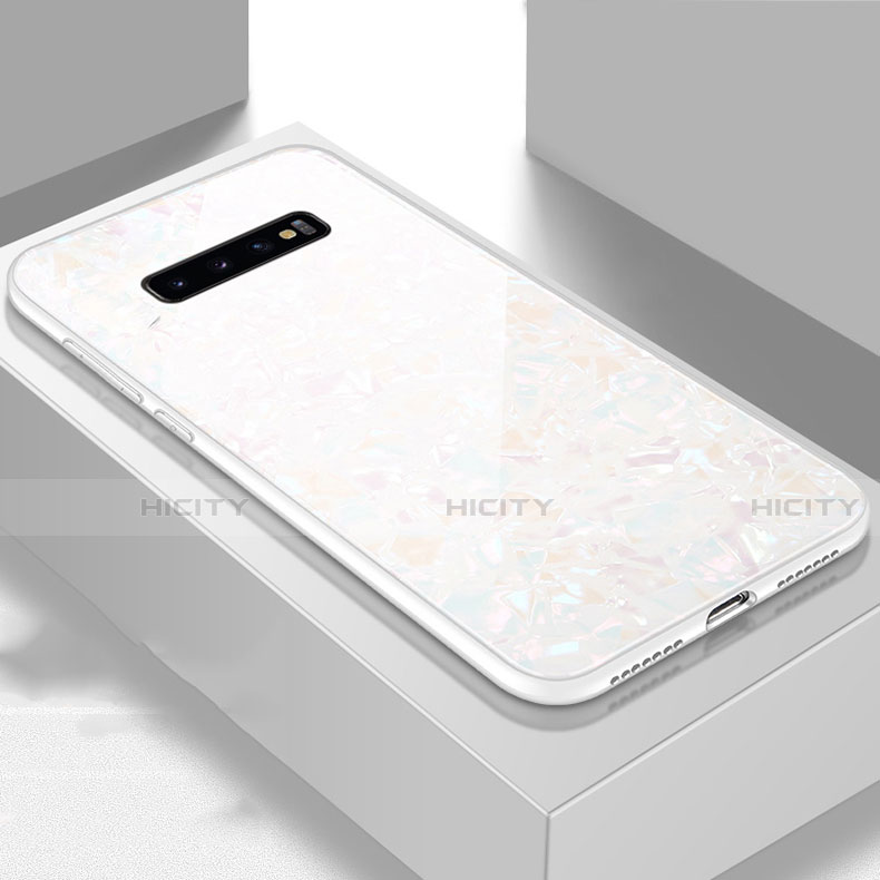 Coque Rebord Contour Silicone et Vitre Miroir Housse Etui U01 pour Samsung Galaxy S10 5G Blanc Plus