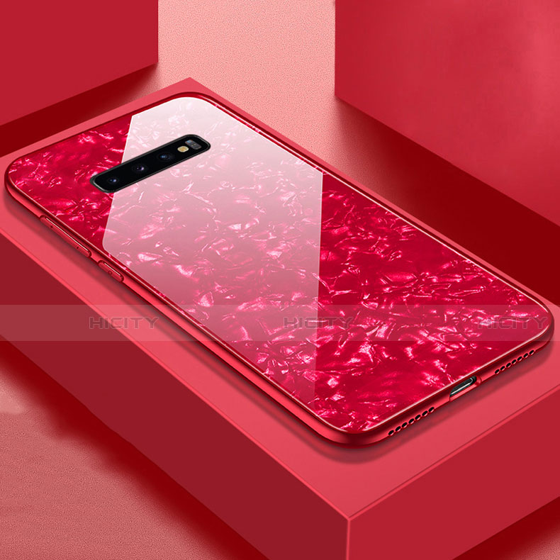 Coque Rebord Contour Silicone et Vitre Miroir Housse Etui U01 pour Samsung Galaxy S10 5G Rouge Plus