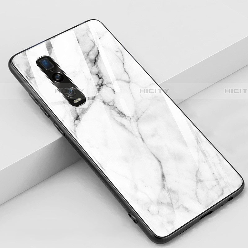 Coque Rebord Contour Silicone et Vitre Miroir Housse Etui Z01 pour Oppo Find X2 Pro Blanc Plus