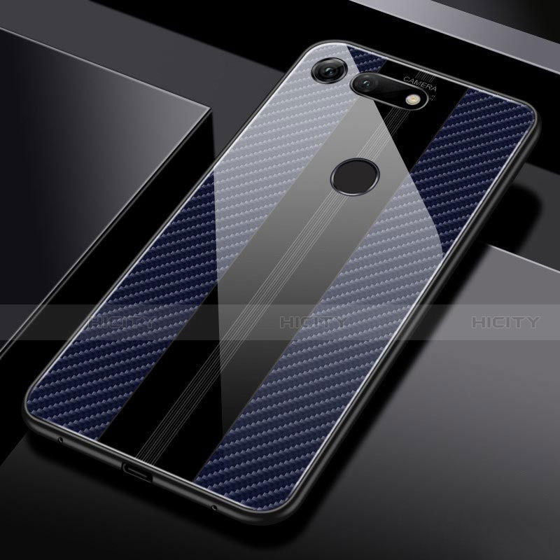 Coque Rebord Contour Silicone et Vitre Miroir Housse Etui Z03 pour Huawei Honor View 20 Bleu Plus