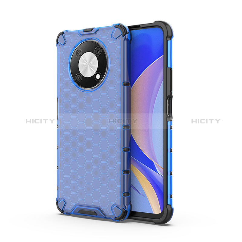 Coque Rebord Contour Silicone et Vitre Transparente Housse Etui 360 Degres AM1 pour Huawei Enjoy 50 Pro Bleu Plus