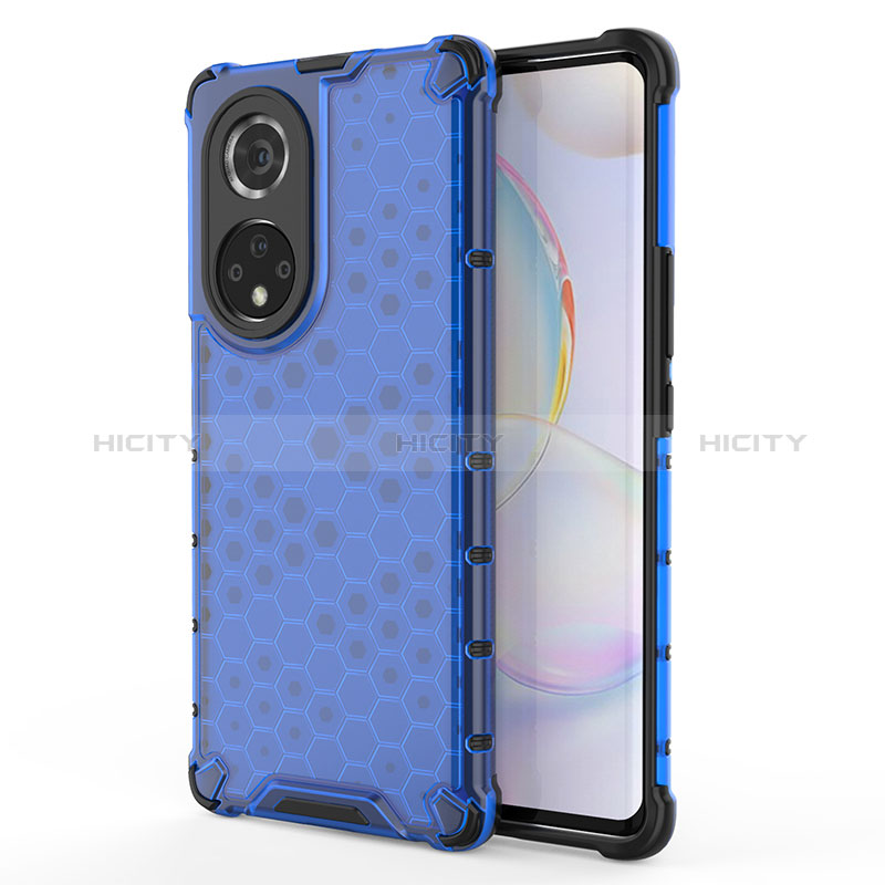 Coque Rebord Contour Silicone et Vitre Transparente Housse Etui 360 Degres AM1 pour Huawei Honor 50 Pro 5G Bleu Plus