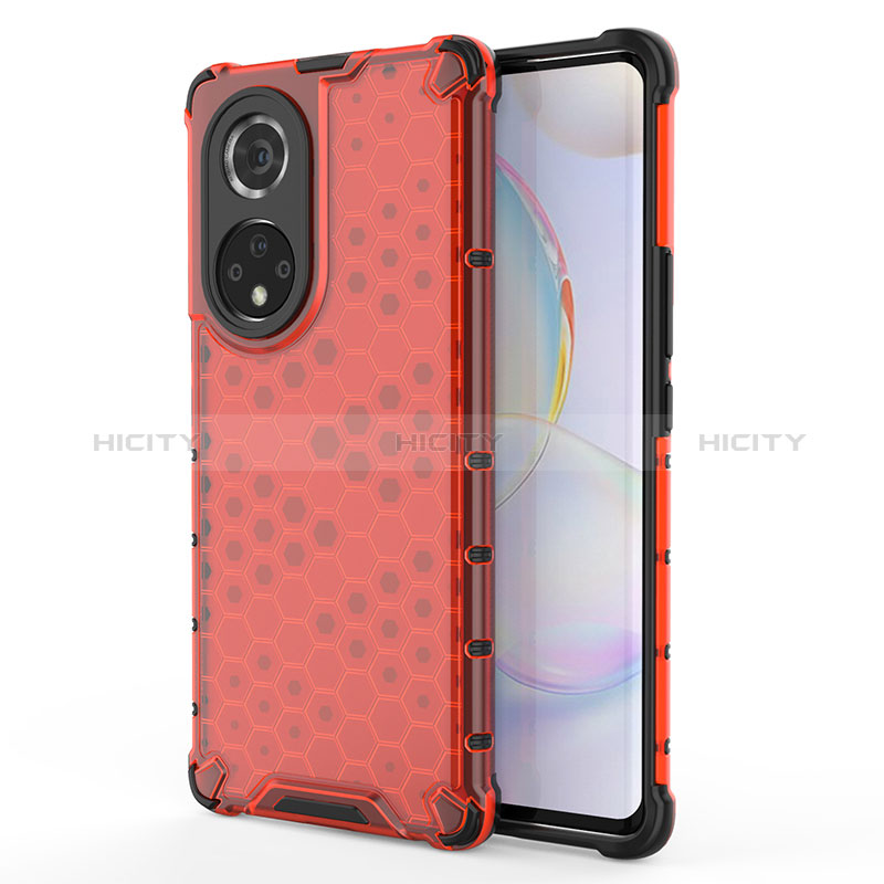 Coque Rebord Contour Silicone et Vitre Transparente Housse Etui 360 Degres AM1 pour Huawei Honor 50 Pro 5G Rouge Plus