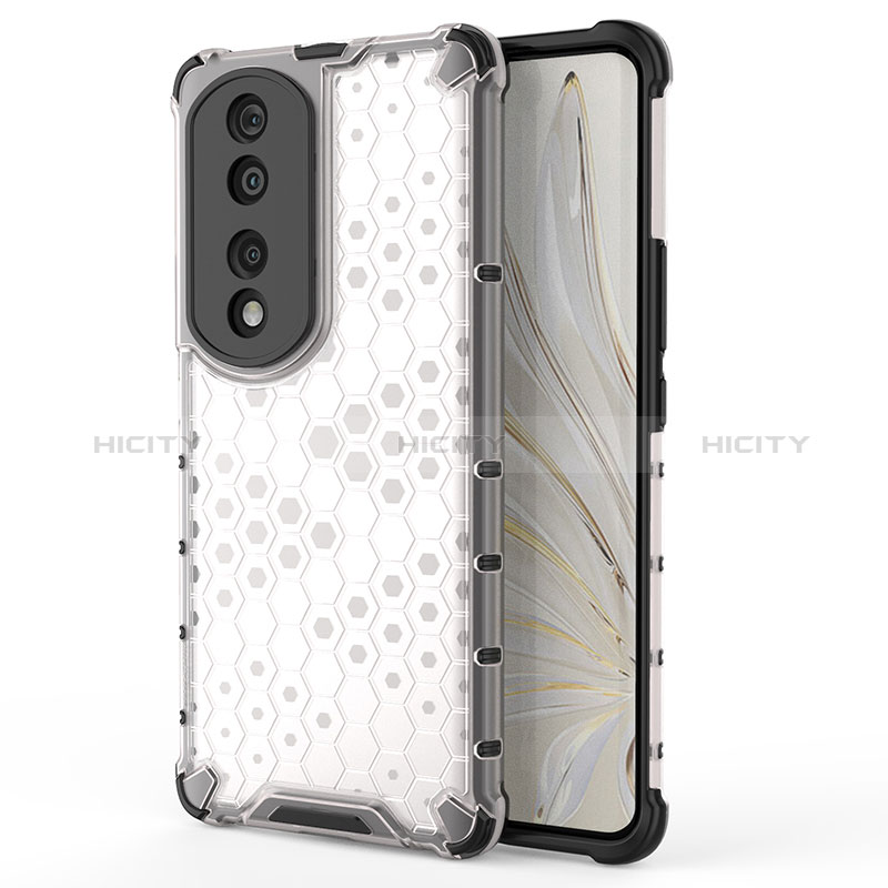 Coque Rebord Contour Silicone et Vitre Transparente Housse Etui 360 Degres AM1 pour Huawei Honor 70 Pro+ Plus 5G Blanc Plus