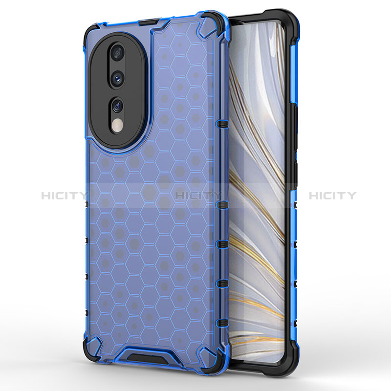 Coque Rebord Contour Silicone et Vitre Transparente Housse Etui 360 Degres AM1 pour Huawei Honor 80 5G Bleu Plus