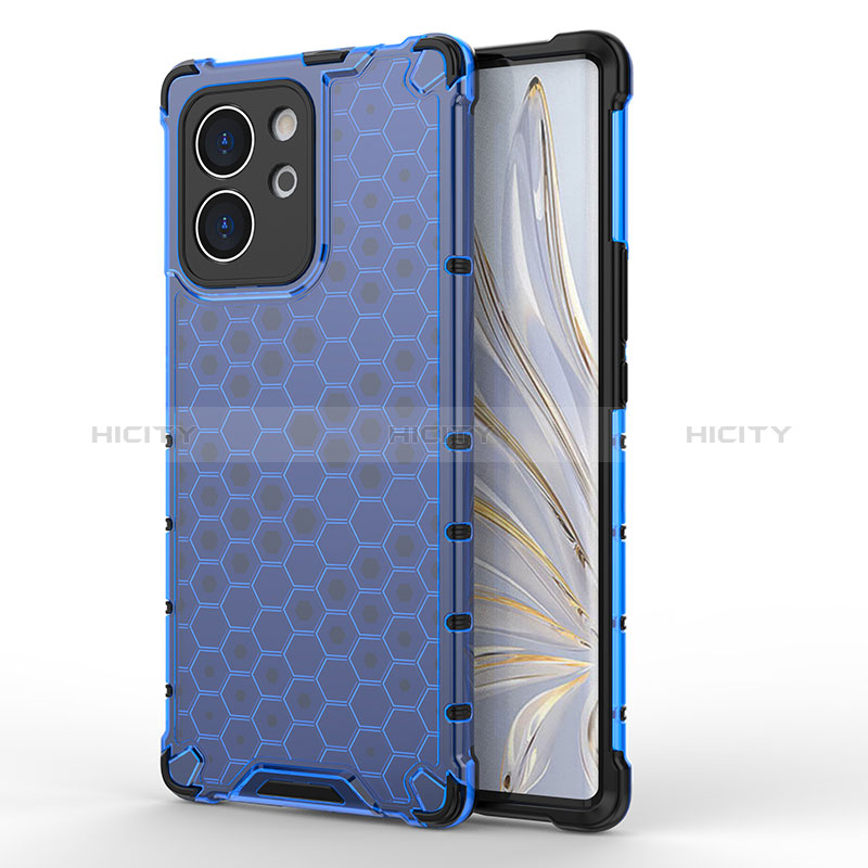 Coque Rebord Contour Silicone et Vitre Transparente Housse Etui 360 Degres AM1 pour Huawei Honor 80 SE 5G Bleu Plus