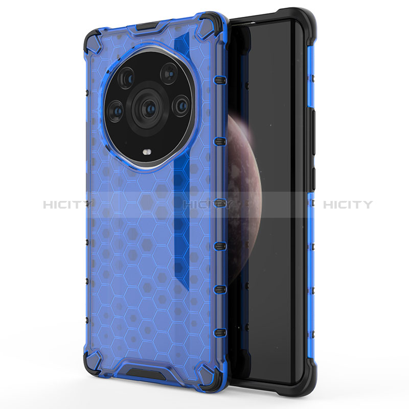 Coque Rebord Contour Silicone et Vitre Transparente Housse Etui 360 Degres AM1 pour Huawei Honor Magic3 Pro+ Plus 5G Bleu Plus