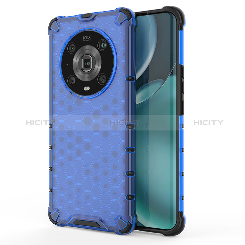 Coque Rebord Contour Silicone et Vitre Transparente Housse Etui 360 Degres AM1 pour Huawei Honor Magic4 Pro 5G Bleu Plus