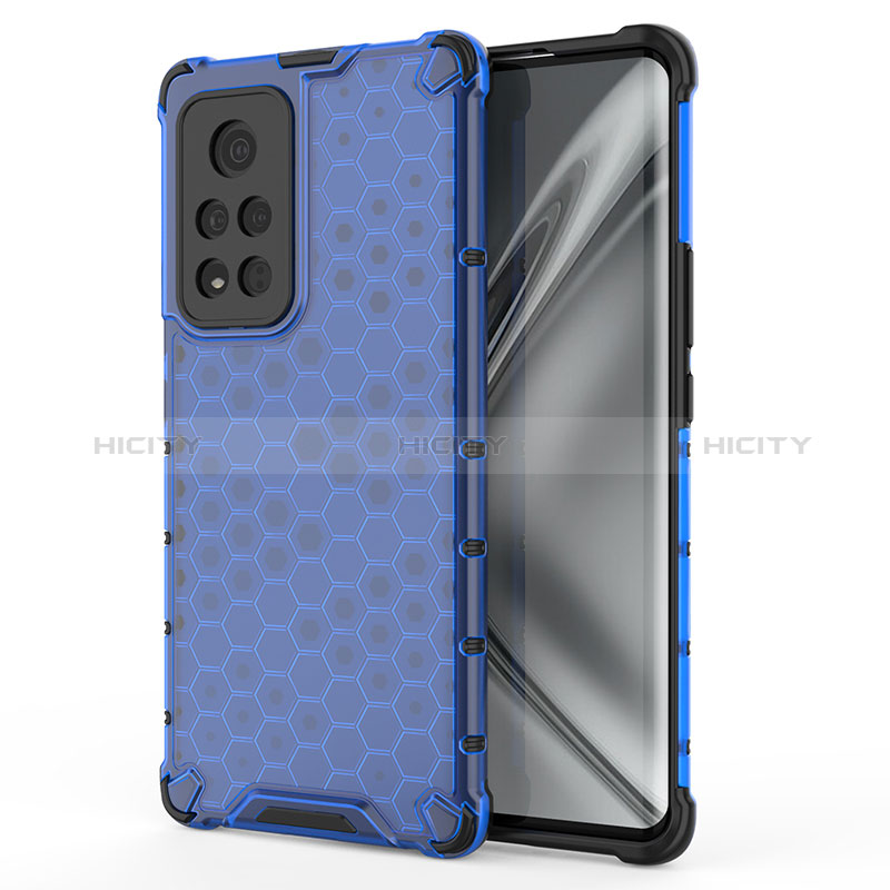 Coque Rebord Contour Silicone et Vitre Transparente Housse Etui 360 Degres AM1 pour Huawei Honor V40 5G Bleu Plus