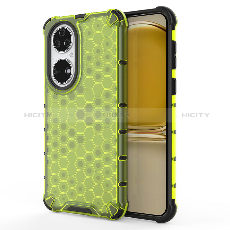 Coque Rebord Contour Silicone et Vitre Transparente Housse Etui 360 Degres AM1 pour Huawei P50 Pro Vert Plus