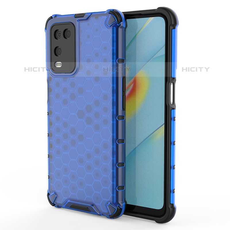 Coque Rebord Contour Silicone et Vitre Transparente Housse Etui 360 Degres AM1 pour Oppo A54 4G Bleu Plus