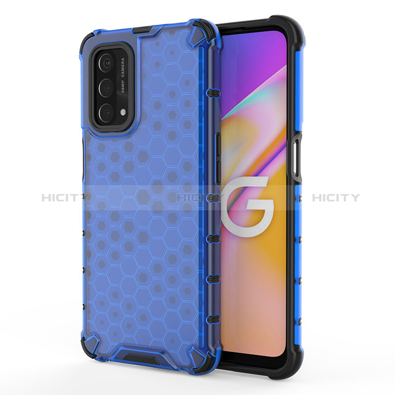 Coque Rebord Contour Silicone et Vitre Transparente Housse Etui 360 Degres AM1 pour Oppo A74 5G Bleu Plus