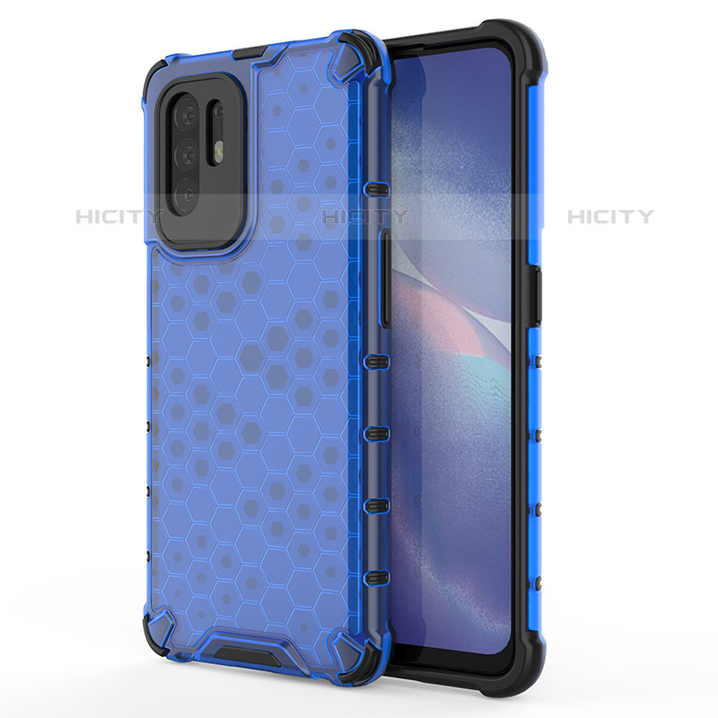 Coque Rebord Contour Silicone et Vitre Transparente Housse Etui 360 Degres AM1 pour Oppo F19 Pro+ Plus 5G Bleu Plus