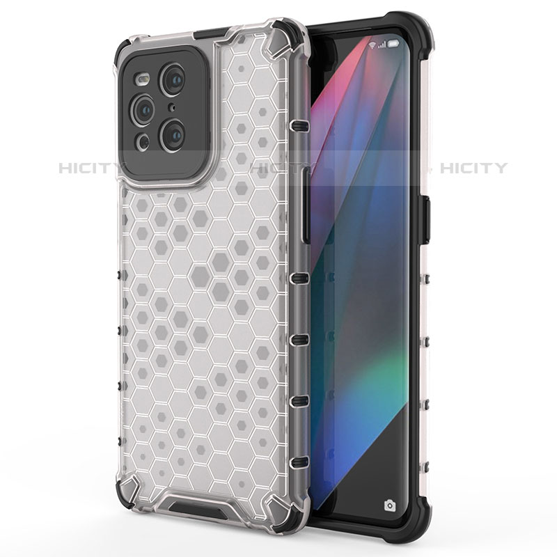 Coque Rebord Contour Silicone et Vitre Transparente Housse Etui 360 Degres AM1 pour Oppo Find X3 Pro 5G Blanc Plus