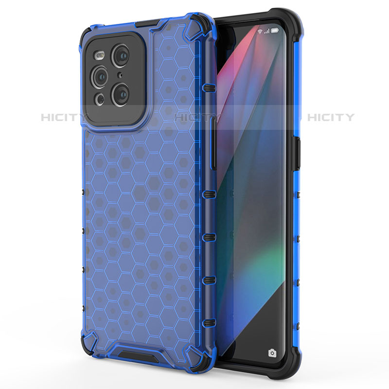 Coque Rebord Contour Silicone et Vitre Transparente Housse Etui 360 Degres AM1 pour Oppo Find X3 Pro 5G Bleu Plus