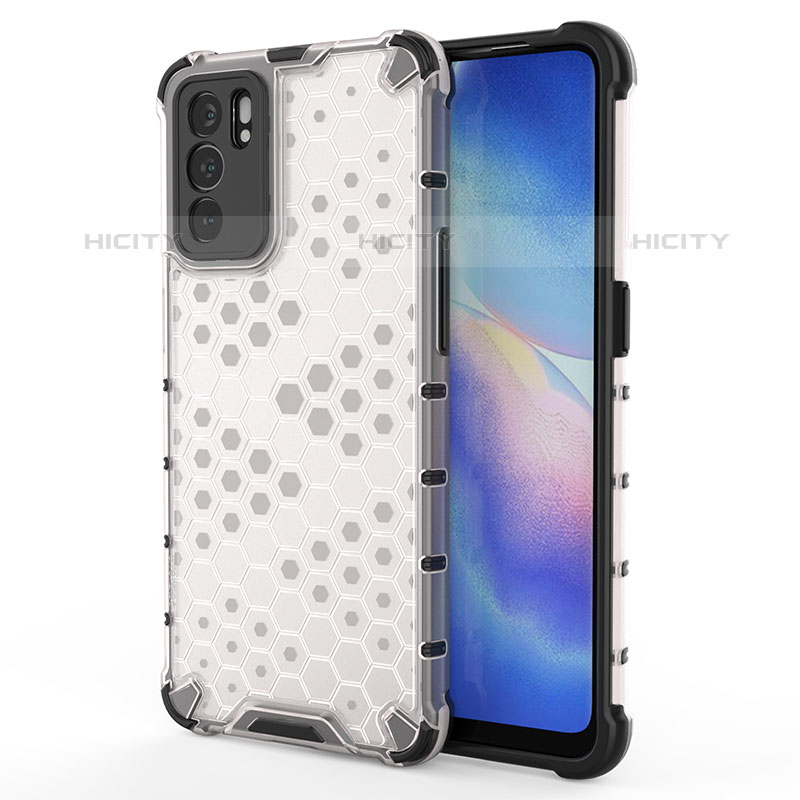 Coque Rebord Contour Silicone et Vitre Transparente Housse Etui 360 Degres AM1 pour Oppo Reno6 5G Blanc Plus