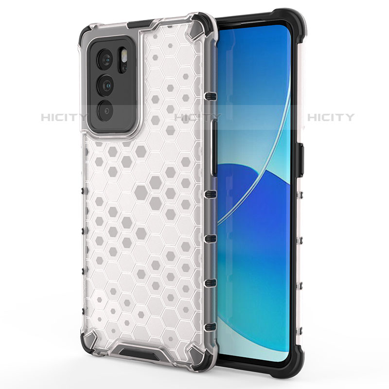 Coque Rebord Contour Silicone et Vitre Transparente Housse Etui 360 Degres AM1 pour Oppo Reno6 Pro 5G India Blanc Plus