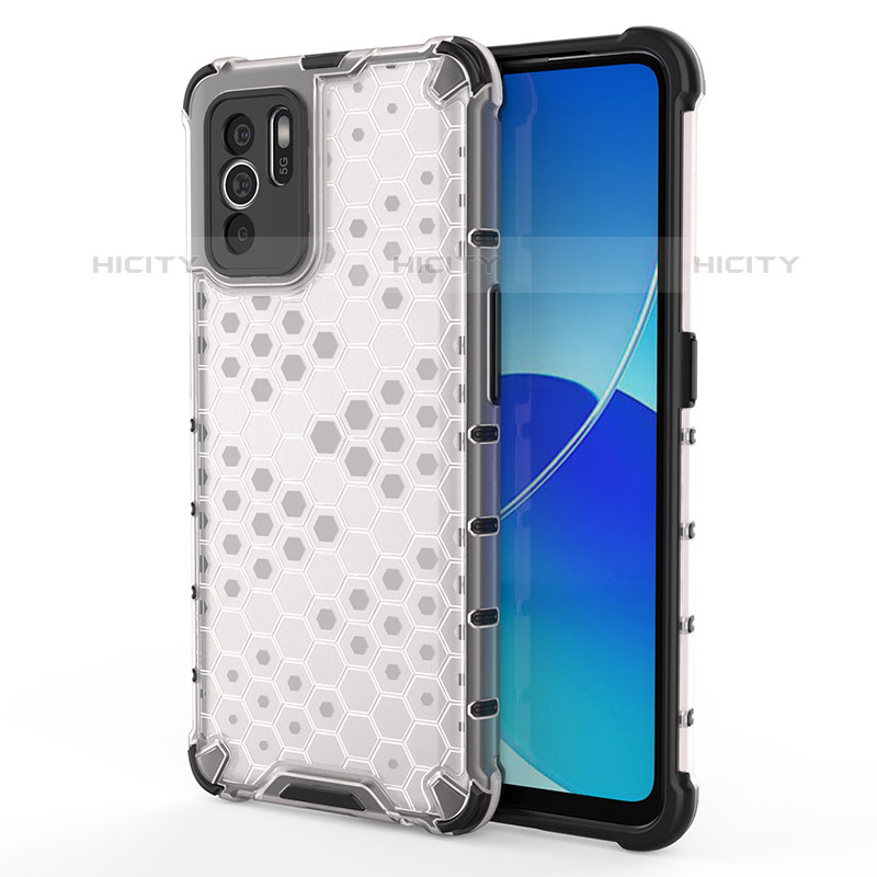 Coque Rebord Contour Silicone et Vitre Transparente Housse Etui 360 Degres AM1 pour Oppo Reno6 Z 5G Blanc Plus