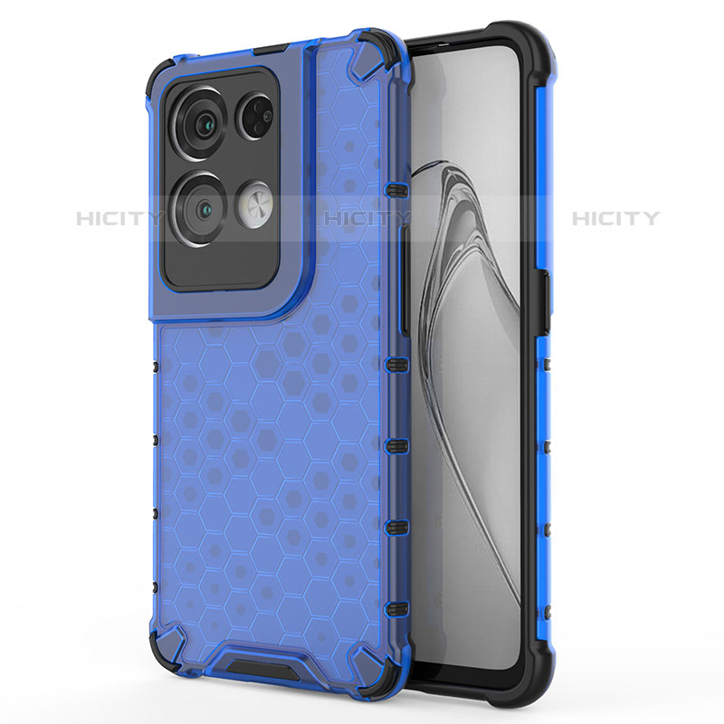 Coque Rebord Contour Silicone et Vitre Transparente Housse Etui 360 Degres AM1 pour Oppo Reno8 Pro 5G Bleu Plus