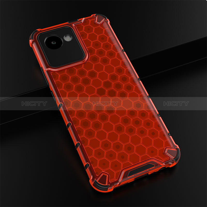 Coque Rebord Contour Silicone et Vitre Transparente Housse Etui 360 Degres AM1 pour Realme C30s Rouge Plus