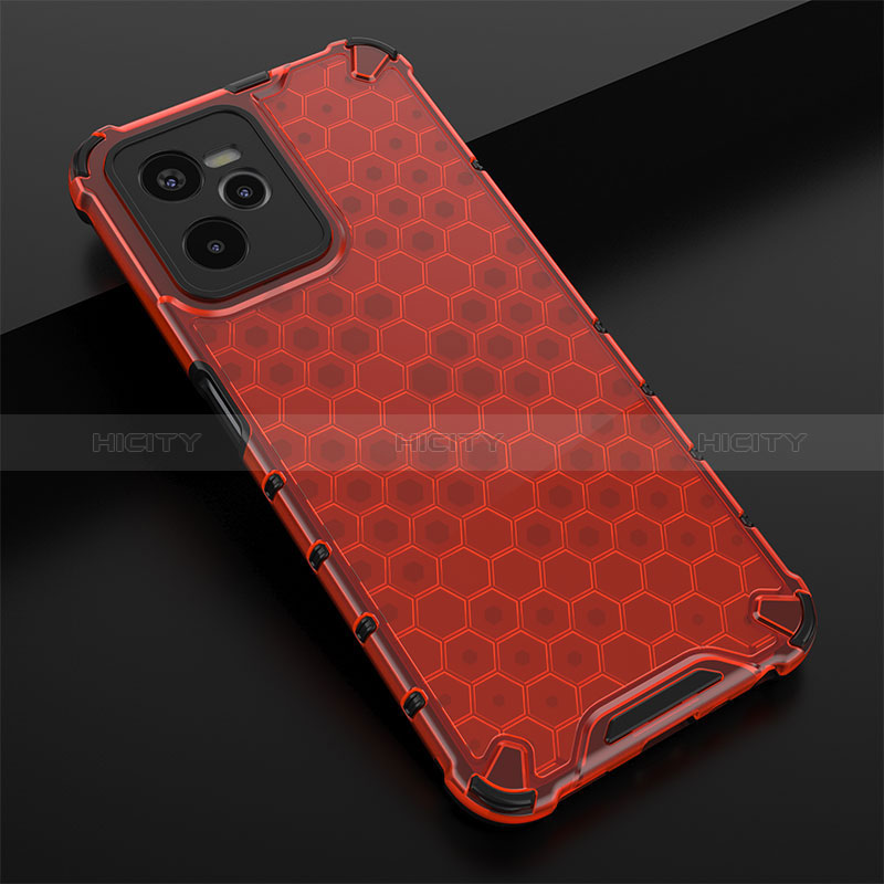 Coque Rebord Contour Silicone et Vitre Transparente Housse Etui 360 Degres AM1 pour Realme C35 Rouge Plus