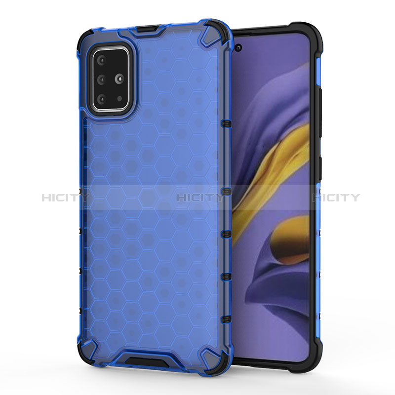 Coque Rebord Contour Silicone et Vitre Transparente Housse Etui 360 Degres AM1 pour Samsung Galaxy A51 5G Bleu Plus