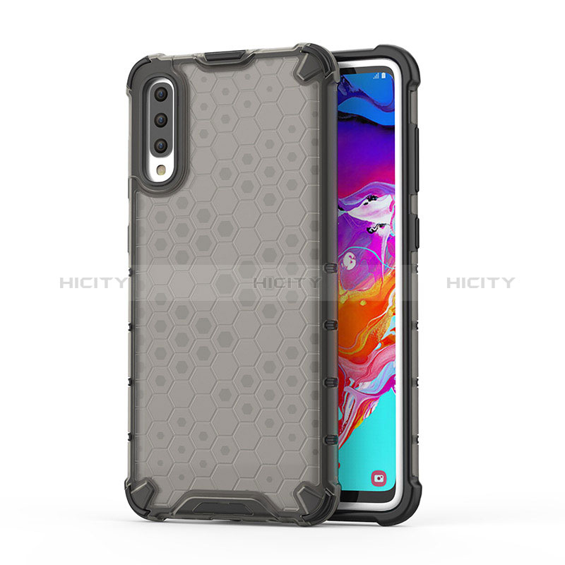 Coque Rebord Contour Silicone et Vitre Transparente Housse Etui 360 Degres AM1 pour Samsung Galaxy A70S Noir Plus