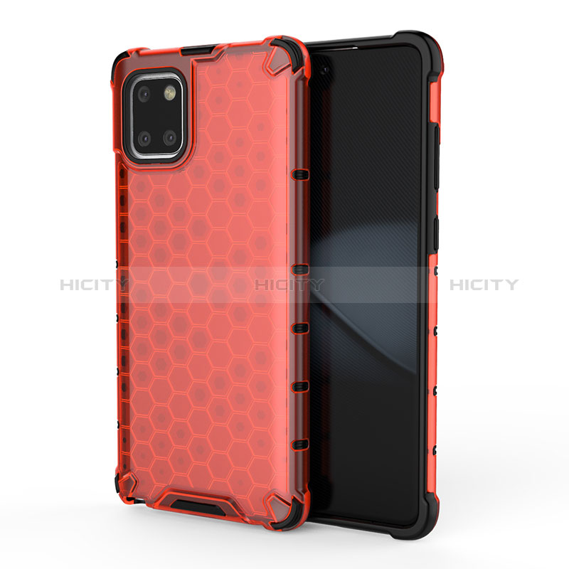 Coque Rebord Contour Silicone et Vitre Transparente Housse Etui 360 Degres AM1 pour Samsung Galaxy A81 Rouge Plus