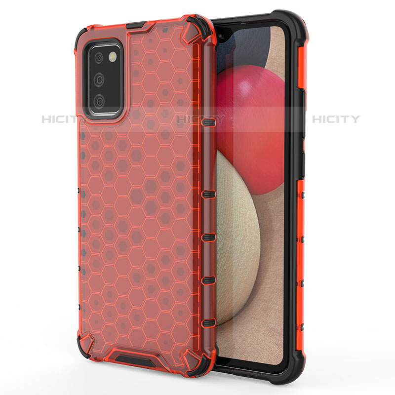 Coque Rebord Contour Silicone et Vitre Transparente Housse Etui 360 Degres AM1 pour Samsung Galaxy M02s Rouge Plus