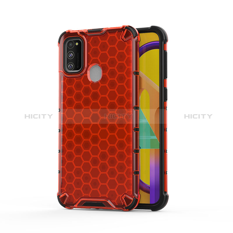 Coque Rebord Contour Silicone et Vitre Transparente Housse Etui 360 Degres AM1 pour Samsung Galaxy M21 Rouge Plus