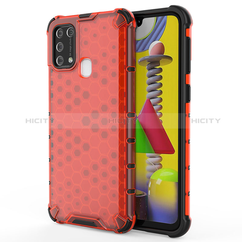 Coque Rebord Contour Silicone et Vitre Transparente Housse Etui 360 Degres AM1 pour Samsung Galaxy M31 Rouge Plus