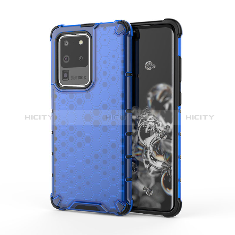 Coque Rebord Contour Silicone et Vitre Transparente Housse Etui 360 Degres AM1 pour Samsung Galaxy S20 Ultra 5G Bleu Plus