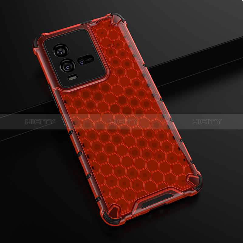 Coque Rebord Contour Silicone et Vitre Transparente Housse Etui 360 Degres AM1 pour Vivo iQOO 10 5G Rouge Plus