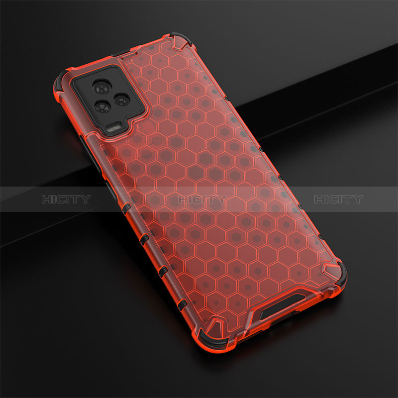 Coque Rebord Contour Silicone et Vitre Transparente Housse Etui 360 Degres AM1 pour Vivo iQOO 7 5G Rouge Plus