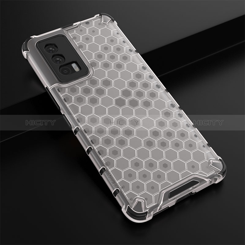 Coque Rebord Contour Silicone et Vitre Transparente Housse Etui 360 Degres AM1 pour Vivo iQOO 7 India 5G Blanc Plus