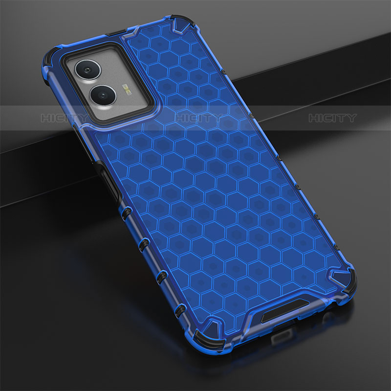 Coque Rebord Contour Silicone et Vitre Transparente Housse Etui 360 Degres AM1 pour Vivo iQOO U5 5G Bleu Plus