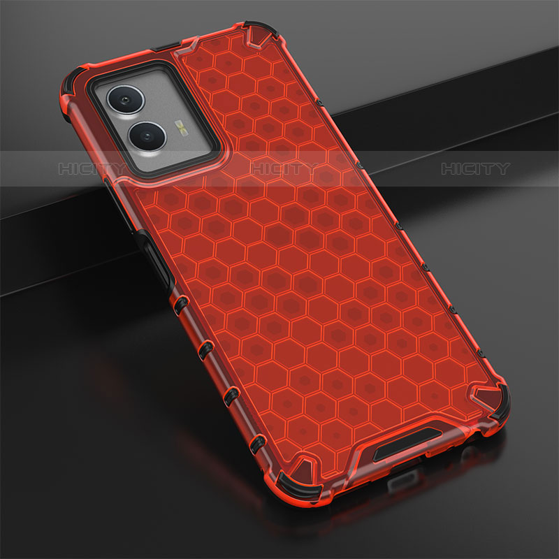 Coque Rebord Contour Silicone et Vitre Transparente Housse Etui 360 Degres AM1 pour Vivo iQOO U5 5G Rouge Plus