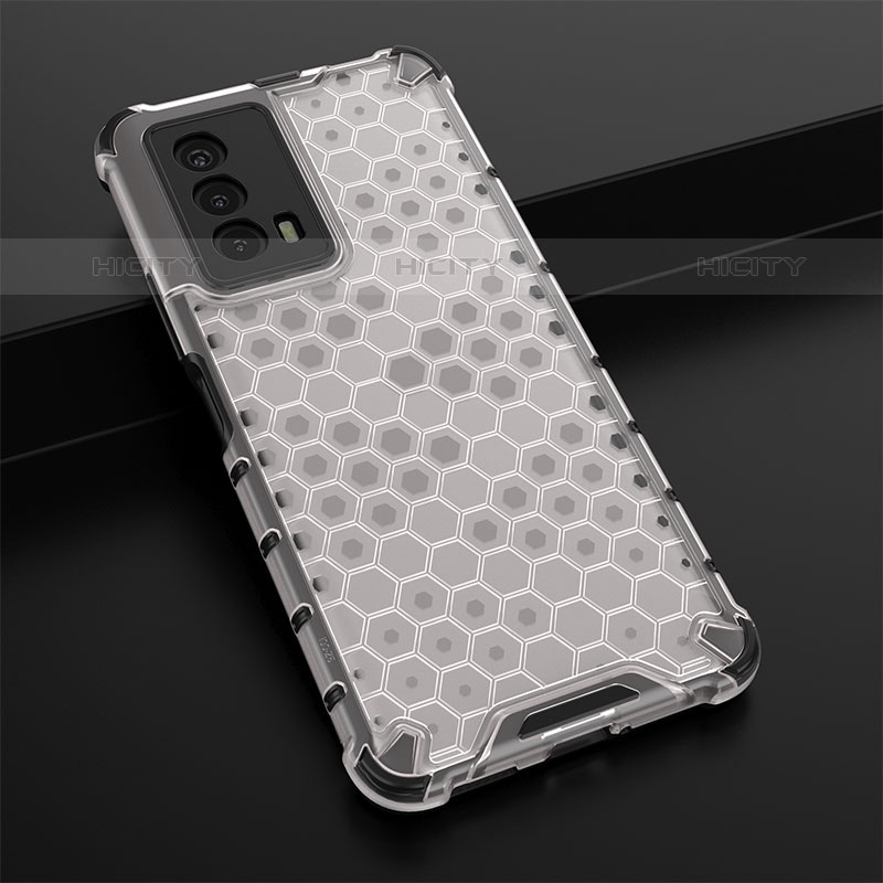 Coque Rebord Contour Silicone et Vitre Transparente Housse Etui 360 Degres AM1 pour Vivo iQOO Z5 5G Blanc Plus