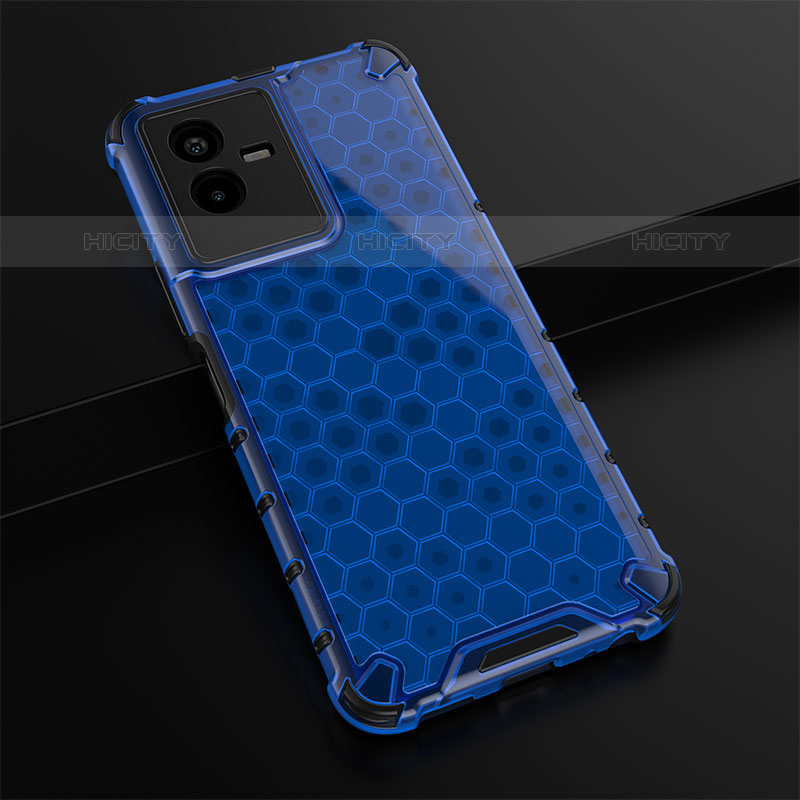 Coque Rebord Contour Silicone et Vitre Transparente Housse Etui 360 Degres AM1 pour Vivo iQOO Z6x Bleu Plus