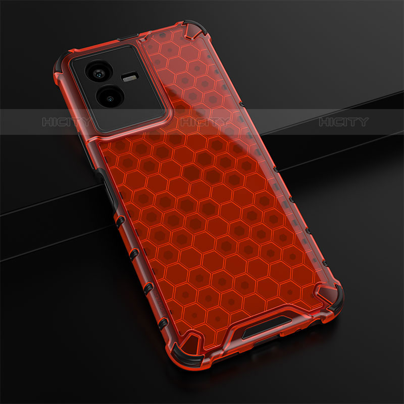 Coque Rebord Contour Silicone et Vitre Transparente Housse Etui 360 Degres AM1 pour Vivo iQOO Z6x Rouge Plus