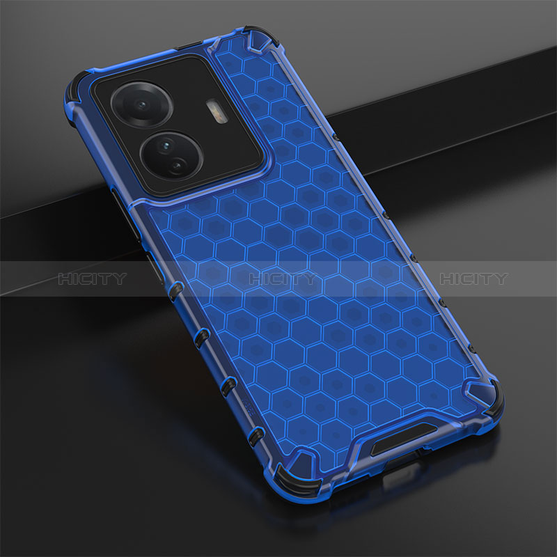 Coque Rebord Contour Silicone et Vitre Transparente Housse Etui 360 Degres AM1 pour Vivo T1 5G Bleu Plus